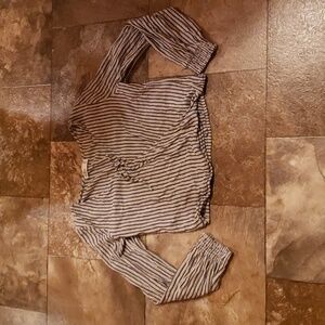 Hollister M striped wrap front tie twist crop top shirt blouse